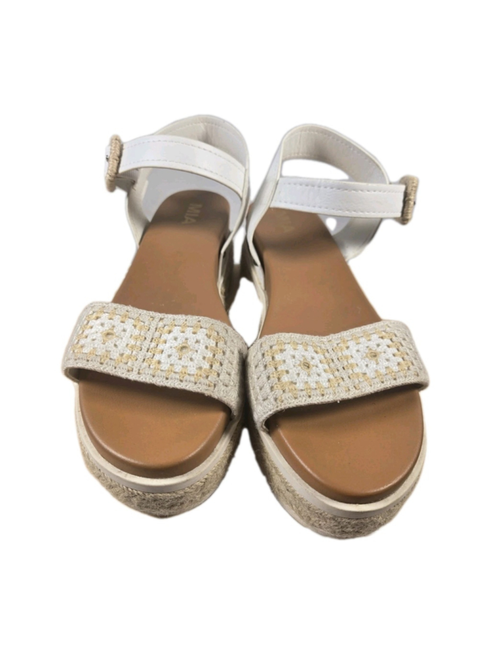 MIA Falena Platform Sandals Women's 9M White Espadrille Boho